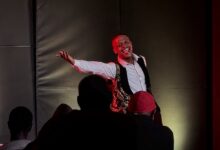 Mava Gqeba performs in Dear Tata... What Makes a Man a Man? during the 2026 National Arts Festival in Makhanda.