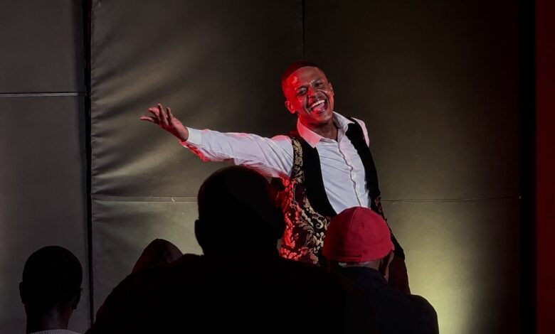 Mava Gqeba performs in Dear Tata... What Makes a Man a Man? during the 2026 National Arts Festival in Makhanda.